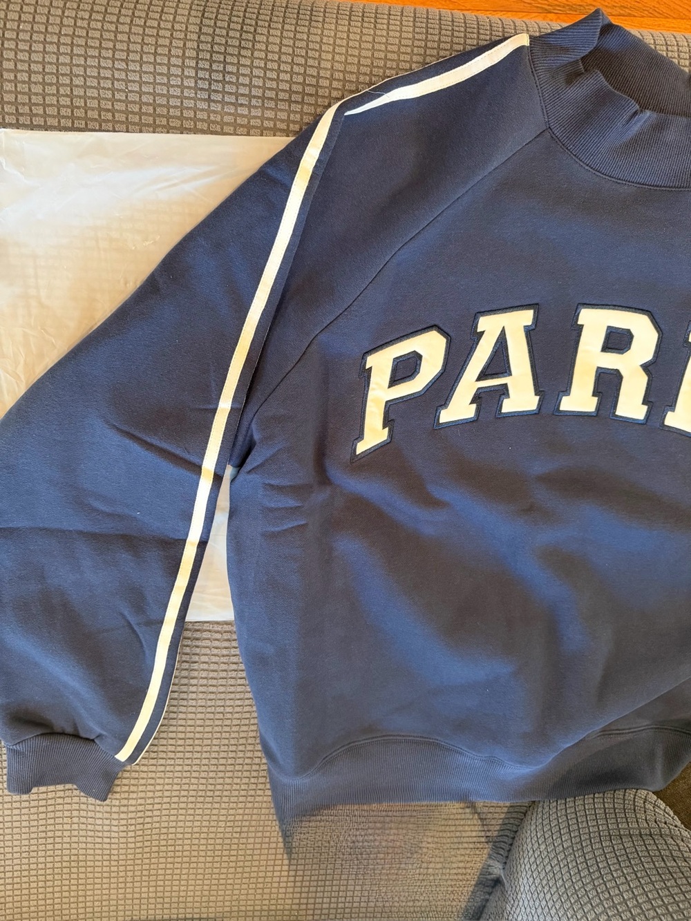 Parke Sport Mockneck Sweatshirt with White Stripe Blue Shadow L/XL